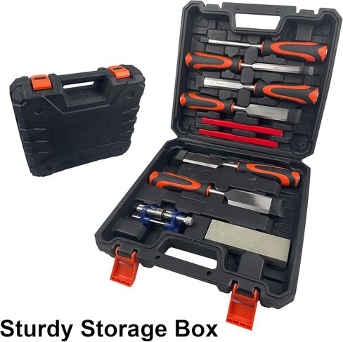 مجموعة إزميل الخشب TR TOOLROCK 10 قطع، 6 قطع إزميل خشبي فاخر مع دليل شحذ، معالج بالحرارة 60 Cr-V، حجر شحذ وأقلام نجار in Kuwait