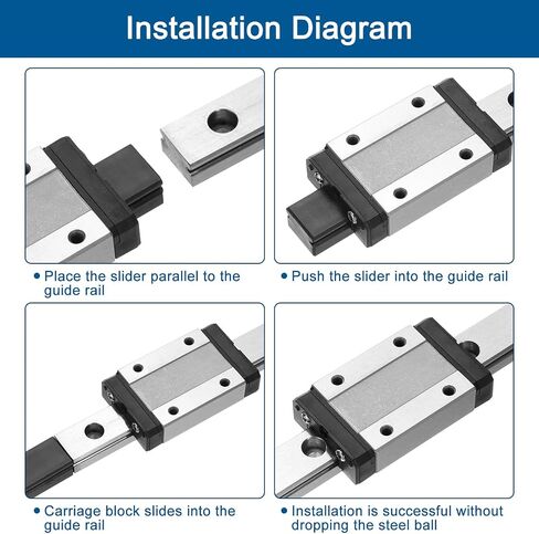 uxcell MGN12 200mm Linear Guide Rail with MGN12C Sliding Carriage Block and Plastic Mini MGN12 Linear Guide for DIY 3D Printers and CNC Machine, Black in Saudi Arabia