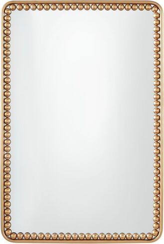 Deco 79 Metal Room Wall Mirror Entryway Mirror with Beaded Detailing, Wall Mounted Mirror 24" x 2" x 36", Gold in Saudi Arabia