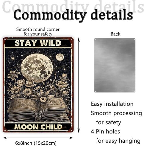 Decor Art Tin Signs Stay Wild Moon Child Tin Signs Pub Diner Cafe Wall Decor Home Decor Art 6x8inch in Kuwait