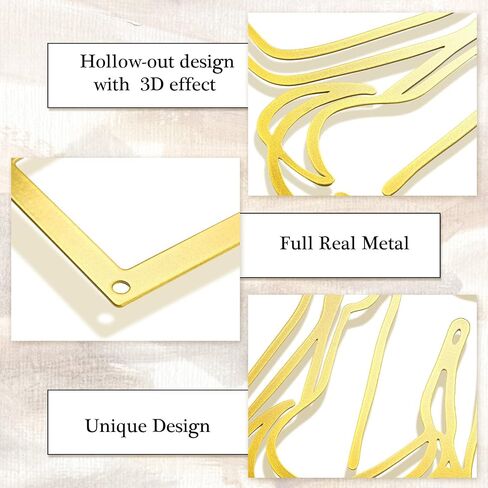Set of 3 Metal Wall Art Decor 15x12 Inch Modern Abstract Wall Art Minimalist Wall Decor Large Rustic Wall Sculptures Single Line Decor Accents Hanging Women's Body Outline Poster (Gold, Modern Style) in Saudi Arabia