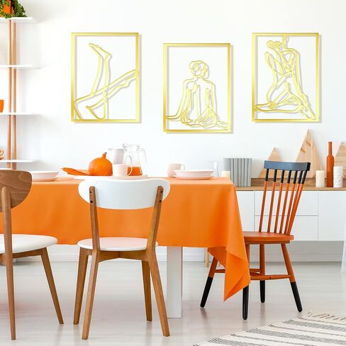Set of 3 Metal Wall Art Decor 15x12 Inch Modern Abstract Wall Art Minimalist Wall Decor Large Rustic Wall Sculptures Single Line Decor Accents Hanging Women's Body Outline Poster (Gold, Modern Style) in Saudi Arabia