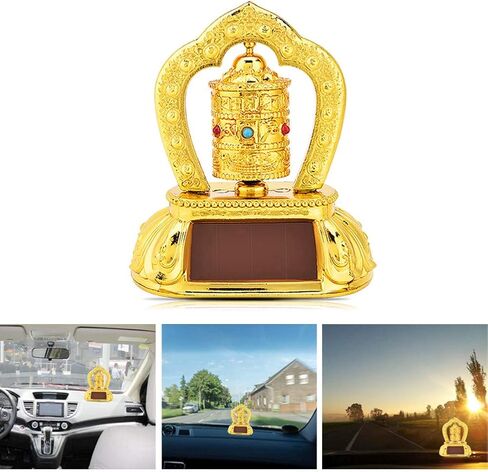 عجلة صلاة دوارة للسيارة من يويهوام، عجلة صلاة دوارة للطاقة الشمسية التبتية التبتية البوذية التبتية للديكور الداخلي للسيارة in Kuwait