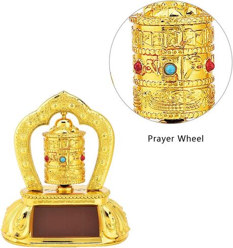 عجلة صلاة دوارة للسيارة من يويهوام، عجلة صلاة دوارة للطاقة الشمسية التبتية التبتية البوذية التبتية للديكور الداخلي للسيارة in Kuwait