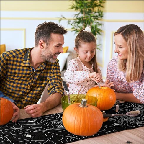OurWarm Halloween Table Runner 72 Inches Long, Day of Dead Table Decor Double-Side Plaid Spider Web Table Runner, Seasonal Fall Kitchen Dining Table Decor for Kitchen Indoor Outdoor Home Party in Saudi Arabia