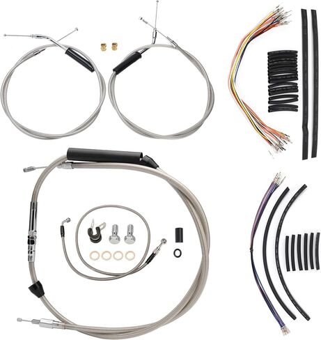 MoKitDora Dyna 14" Handlebar Extended Cable Kit Brake Line Clutch Throttle Cables for 2007-2011 Dyna Street Bob Super Glide Low Rider Wide Glide Models without ABS, Black in Saudi Arabia