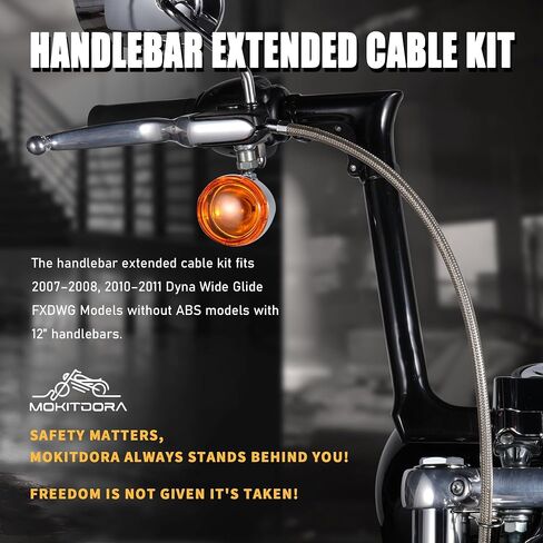 MoKitDora Dyna 14" Handlebar Extended Cable Kit Brake Line Clutch Throttle Cables for 2007-2011 Dyna Street Bob Super Glide Low Rider Wide Glide Models without ABS, Black in Saudi Arabia