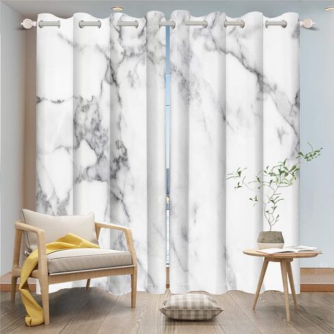 Blackout Curtains Marble Window Drapes White and Grey Marble Window Curtains Marble Cracks Pattern Abstract Art Window Treatments for Living Room Bedroom Kitchen,53x45 inch,2 Panels in Saudi Arabia