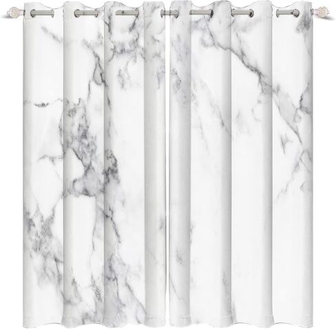 Blackout Curtains Marble Window Drapes White and Grey Marble Window Curtains Marble Cracks Pattern Abstract Art Window Treatments for Living Room Bedroom Kitchen,53x45 inch,2 Panels in Saudi Arabia