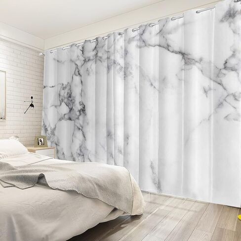 Blackout Curtains Marble Window Drapes White and Grey Marble Window Curtains Marble Cracks Pattern Abstract Art Window Treatments for Living Room Bedroom Kitchen,53x45 inch,2 Panels in Saudi Arabia