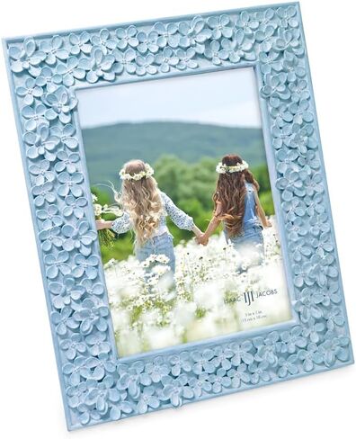 Isaac Jacobs 5x7 Pink Flower Textured Hand-Crafted Resin Picture Frame w/Easel & Hook for Tabletop & Wall Display, Decorative Floral Design Home Décor, Photo Gallery, Art (5x7, Pink) in Saudi Arabia