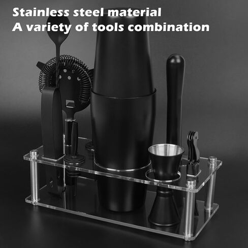 VG Cocktail Shaker Set Boston Bartender Kit with Stand, Stainless Steel Bar Set, Mixology Bartender Kit for Drink Mixing (Matte Black) in Saudi Arabia