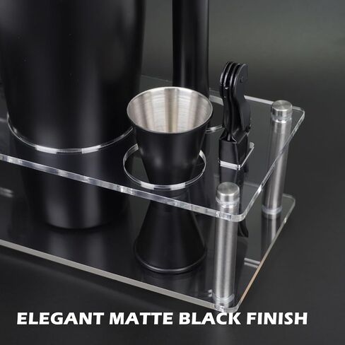VG Cocktail Shaker Set Boston Bartender Kit with Stand, Stainless Steel Bar Set, Mixology Bartender Kit for Drink Mixing (Matte Black) in Saudi Arabia