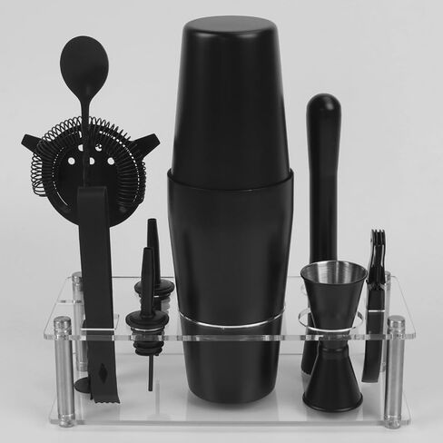 VG Cocktail Shaker Set Boston Bartender Kit with Stand, Stainless Steel Bar Set, Mixology Bartender Kit for Drink Mixing (Matte Black) in Saudi Arabia