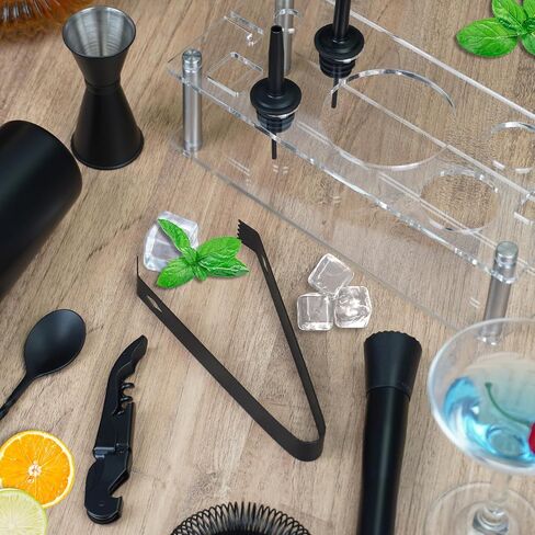 VG Cocktail Shaker Set Boston Bartender Kit with Stand, Stainless Steel Bar Set, Mixology Bartender Kit for Drink Mixing (Matte Black) in Saudi Arabia