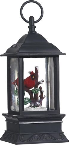 Lighted Snow Globe Lantern: 9.5 Inch, Black Holiday Water Lantern by RAZ Imports (Cardinal) in Saudi Arabia