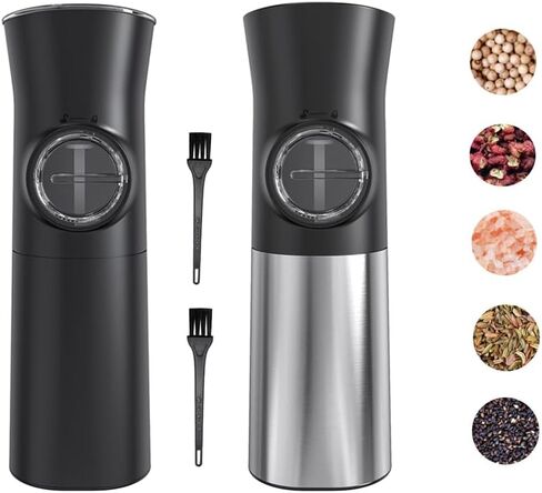 SameTech Gravity Electric Salt and Pepper Mill Grinder, Battery Operated One Hand Automatic Operation Pepper and Salt Mill Grinder shaker with Adjustable Coarseness LED Light(2 pack) in Saudi Arabia