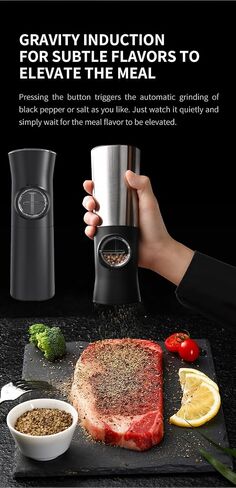 SameTech Gravity Electric Salt and Pepper Mill Grinder, Battery Operated One Hand Automatic Operation Pepper and Salt Mill Grinder shaker with Adjustable Coarseness LED Light(2 pack) in Saudi Arabia