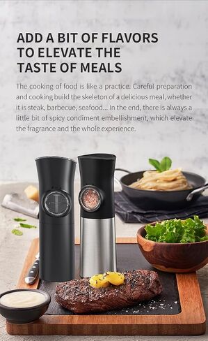SameTech Gravity Electric Salt and Pepper Mill Grinder, Battery Operated One Hand Automatic Operation Pepper and Salt Mill Grinder shaker with Adjustable Coarseness LED Light(2 pack) in Saudi Arabia