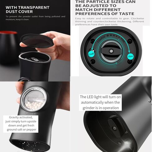 SameTech Gravity Electric Salt and Pepper Mill Grinder, Battery Operated One Hand Automatic Operation Pepper and Salt Mill Grinder shaker with Adjustable Coarseness LED Light(2 pack) in Saudi Arabia
