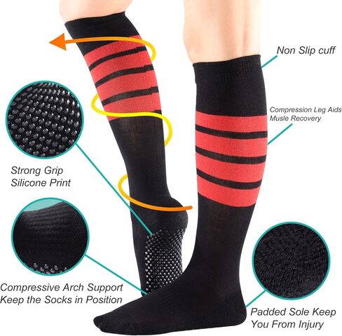 Women's Cushioned Odor Control Knee High Non Slid Gel Grips Yoga Pilate Barre Dance Socks in Saudi Arabia
