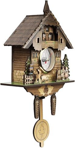 FITBEST Cuckoo Clock Traditional Wooden Handcrafted Bird Wall Clocks Battery Operated Wall Pendulum Quartz Clock for Home Decor in Saudi Arabia