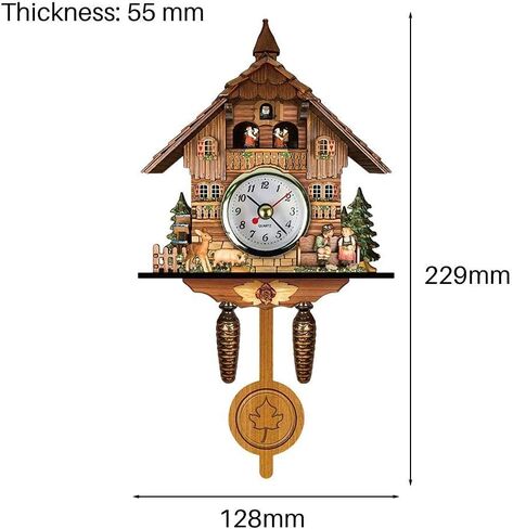 FITBEST Cuckoo Clock Traditional Wooden Handcrafted Bird Wall Clocks Battery Operated Wall Pendulum Quartz Clock for Home Decor in Saudi Arabia