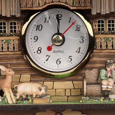 FITBEST Cuckoo Clock Traditional Wooden Handcrafted Bird Wall Clocks Battery Operated Wall Pendulum Quartz Clock for Home Decor in Saudi Arabia