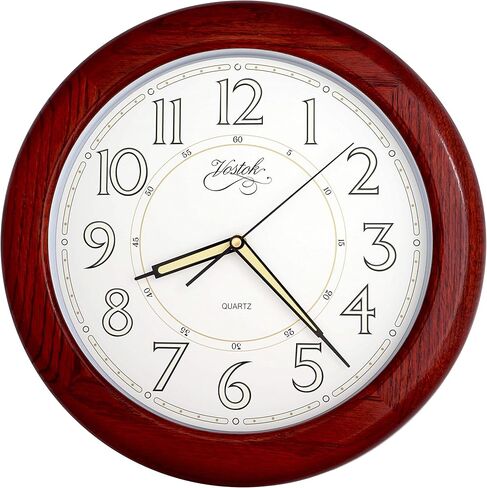 ساعات حائط مضيئة من الخشب الصلب مقاس 35.56 سم من JUSTIME، حركة صامتة بجودة الاجتياح (البلوط الطبيعي TCLD018) in Kuwait