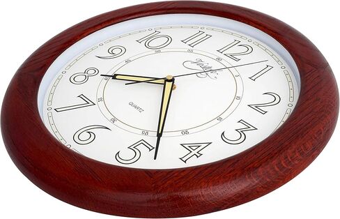 ساعات حائط مضيئة من الخشب الصلب مقاس 35.56 سم من JUSTIME، حركة صامتة بجودة الاجتياح (البلوط الطبيعي TCLD018) in Kuwait