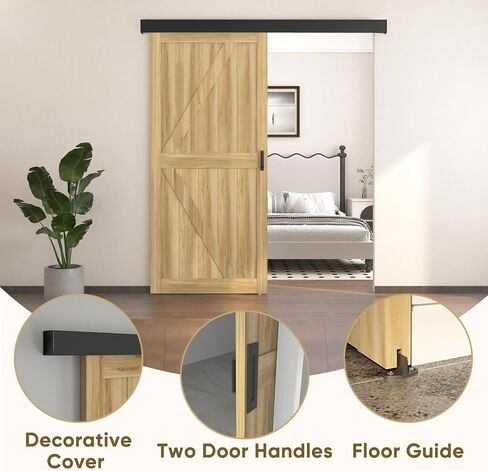 BARNSMITH 6FT Sliding Barn Door Hardware Track Kit with Door Handles Included, Low Clearance Aluminium Alloy Box Rail Barn Door Track, Sliding Door Hardware, Black (Door Panel No Indued) in Saudi Arabia