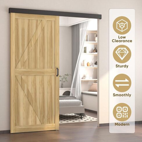 BARNSMITH 6FT Sliding Barn Door Hardware Track Kit with Door Handles Included, Low Clearance Aluminium Alloy Box Rail Barn Door Track, Sliding Door Hardware, Black (Door Panel No Indued) in Saudi Arabia