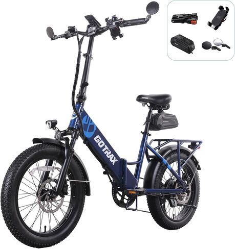 Gotrax F2V2 20" Electric Bike, Max Range 55 Miles & 20Mph Power by 500W, LCD Display & 5 Pedal-Assist Levels, 7-Speed Gear& Front Shock Absorber for Adult Folding Bike with all Accessories Lock&Mirror in Saudi Arabia