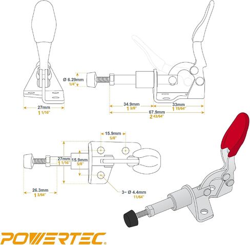POWERTEC 2PK Toggle Clamp, 100lbs Holding Capacity, 301A Quick Release Push Pull Clamp for Woodworking Jigs and Fixtures, Pocket Hole Jigs, Welding, Crosscut Sled, CNC (20323) in Saudi Arabia