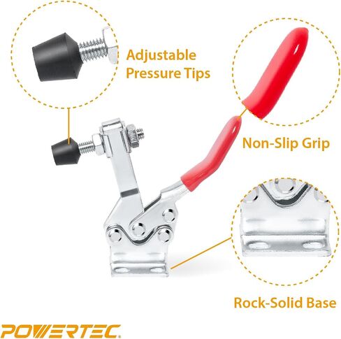 POWERTEC 2PK Toggle Clamp, 100lbs Holding Capacity, 301A Quick Release Push Pull Clamp for Woodworking Jigs and Fixtures, Pocket Hole Jigs, Welding, Crosscut Sled, CNC (20323) in Saudi Arabia
