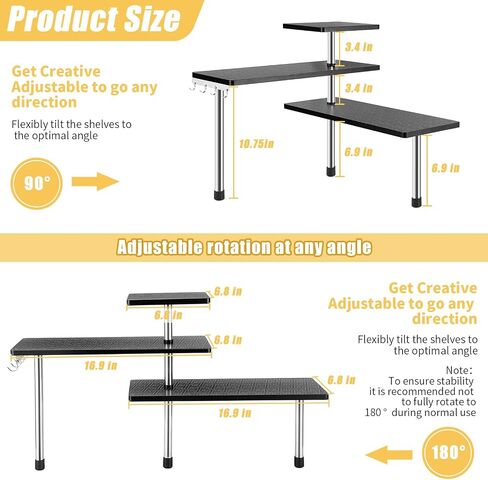 HYNAWIN Countertop Shelf,Bamboo Corner Shelf Over The Table with Printed Pattern,Desktop Storage and Organization in Kuwait