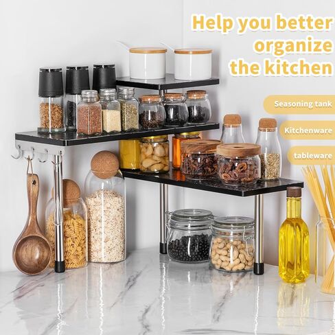 HYNAWIN Countertop Shelf,Bamboo Corner Shelf Over The Table with Printed Pattern,Desktop Storage and Organization in Kuwait