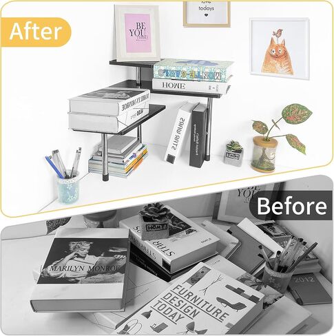 HYNAWIN Countertop Shelf,Bamboo Corner Shelf Over The Table with Printed Pattern,Desktop Storage and Organization in Kuwait