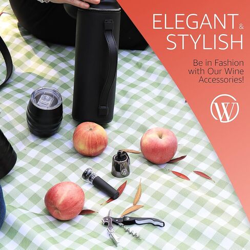 Accessory Kit - 6 Piece Wine Opener Set with Manual Corkscrew, Vacuum Sealers, Stopper, Aerator, Pourer - Wine Gifts for Women - Wine Bottle Preserver Gift Set for Wine Lovers in Kuwait