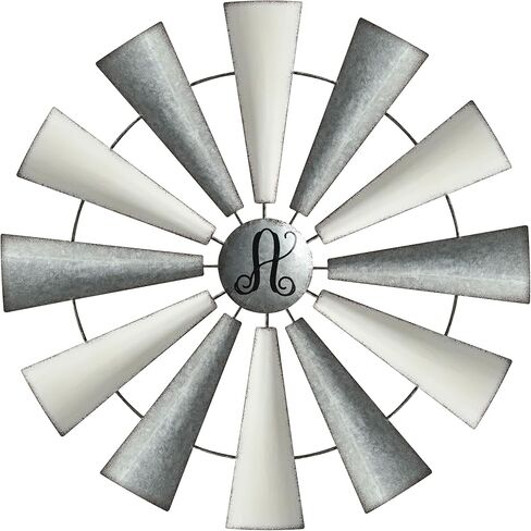 COLLECTIVE HOME - Monogram Metal Windmill, Galvanized Hanging Wall Decor, Farmhouse Wall Sculpture, 22 Inch Wall Art for Office Living Room Bedroom (Black) in Saudi Arabia