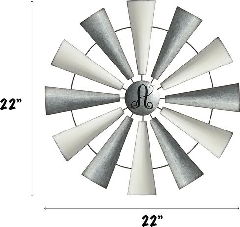 COLLECTIVE HOME - Monogram Metal Windmill, Galvanized Hanging Wall Decor, Farmhouse Wall Sculpture, 22 Inch Wall Art for Office Living Room Bedroom (Black) in Saudi Arabia