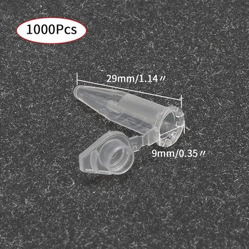 1000Pcs 0.5ml Centrifuge Tubes with Snap Cap, Transparent Plastic Microcentrifuge Lab Test Tubes Sample Storage Containers in Saudi Arabia