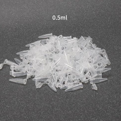 1000Pcs 0.5ml Centrifuge Tubes with Snap Cap, Transparent Plastic Microcentrifuge Lab Test Tubes Sample Storage Containers in Saudi Arabia