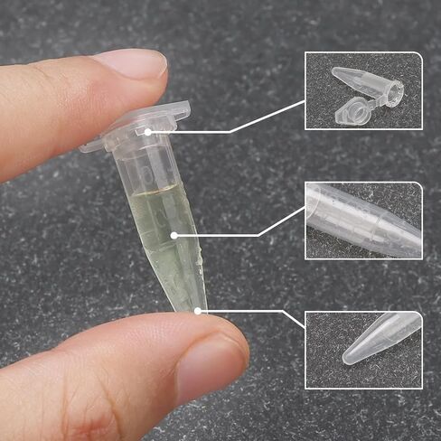 1000Pcs 0.5ml Centrifuge Tubes with Snap Cap, Transparent Plastic Microcentrifuge Lab Test Tubes Sample Storage Containers in Saudi Arabia