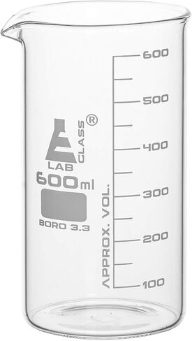 EISCO 6PK Beakers, 600ml - Tall Form with Spout - White, 50ml Graduations - Borosilicate 3.3 Glass in Saudi Arabia