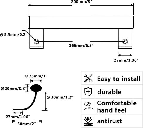 KAFENDA 2-piece 8" aluminium sliding door handle, modern metal handle for balcony glass doors, bathroom sliding doors, barn doors, warehouse doors, etc. in Saudi Arabia
