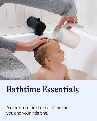 Lalo Bathtime Essentials - includes Knee & Elbow Saver, Rinse Cup, & Spout Cover - Comfortable & Secure Baby Bath Essentials Made with Safe, Durable Materials and Easy to Clean - Licorice in Saudi Arabia