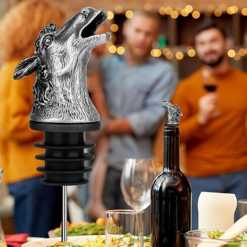 LKKCHER Horse Head 2-in-1 Wine Aerator Bottle Pourer and Stopper for Men Women Horse Racing Fans, Liquor Bottle Pourers Spout for Alcohol Spirits, Wine Gifts Accessories, Dark Silver in Saudi Arabia