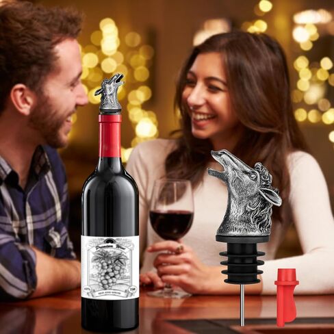 LKKCHER Horse Head 2-in-1 Wine Aerator Bottle Pourer and Stopper for Men Women Horse Racing Fans, Liquor Bottle Pourers Spout for Alcohol Spirits, Wine Gifts Accessories, Dark Silver in Saudi Arabia