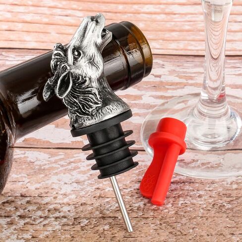 LKKCHER Horse Head 2-in-1 Wine Aerator Bottle Pourer and Stopper for Men Women Horse Racing Fans, Liquor Bottle Pourers Spout for Alcohol Spirits, Wine Gifts Accessories, Dark Silver in Saudi Arabia
